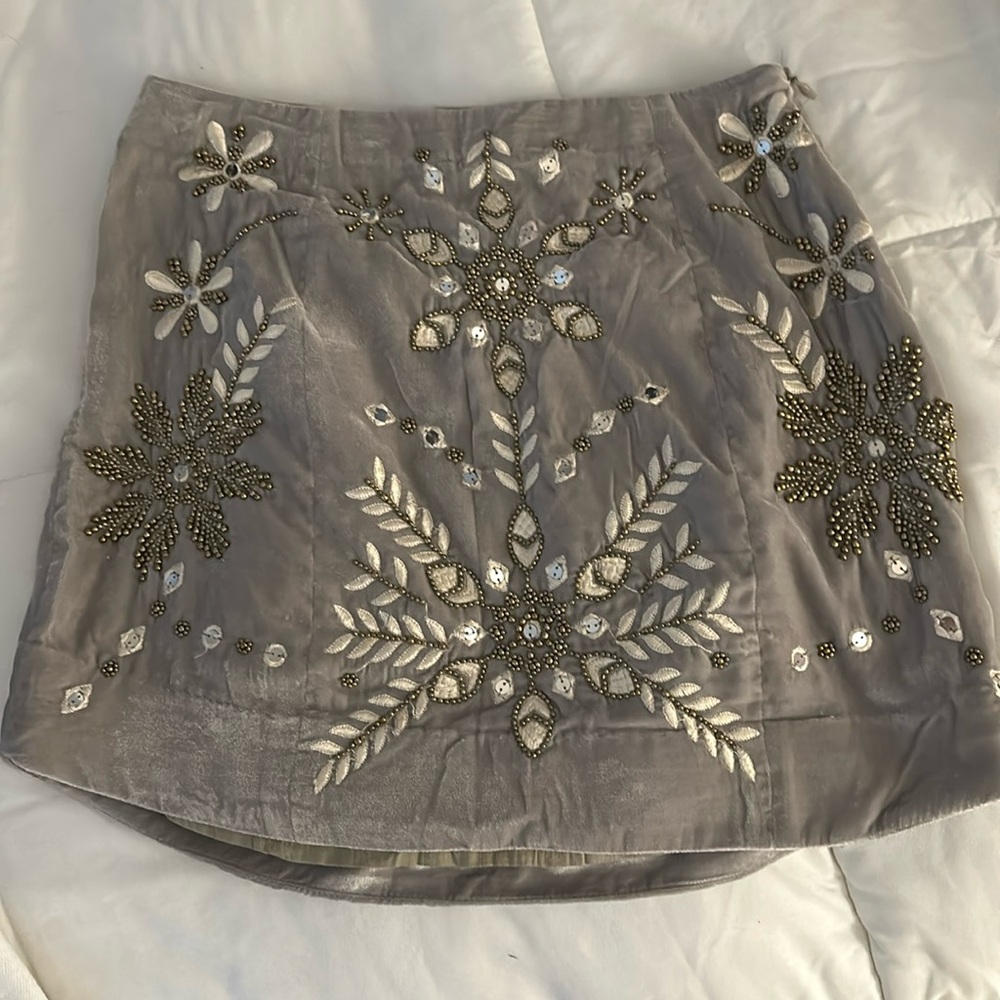 free people bright lights sequin and embroidered mini skirt size 0